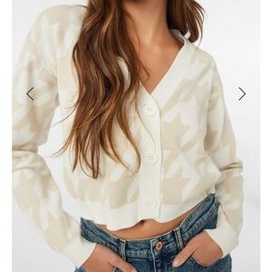 Houndstooth Jacquard Crop Cardigan